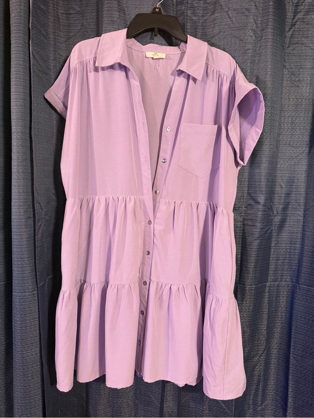 entro Lilac Tiered Button-Front Mini Dress